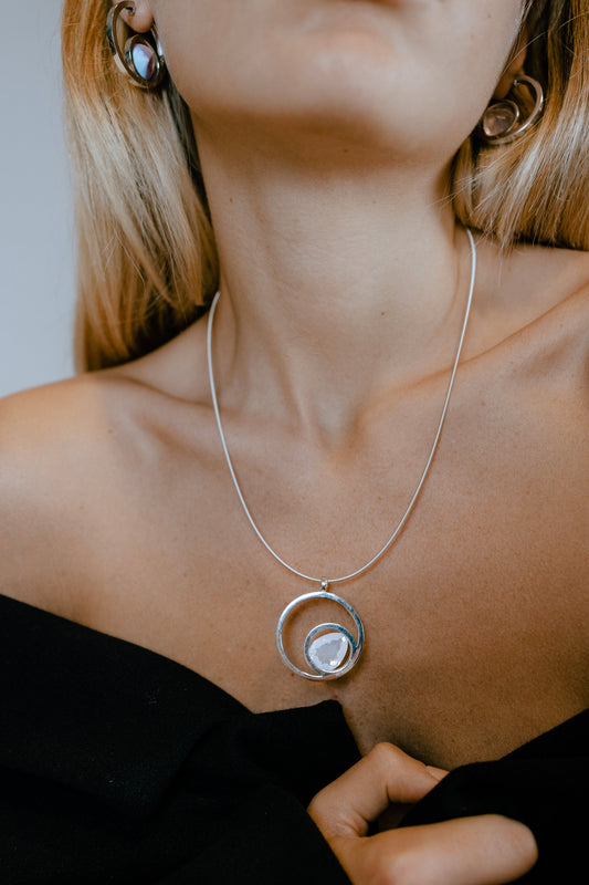 Matilde Mozzanega, Fixed Gem Pendant Silver & Pink Quartz