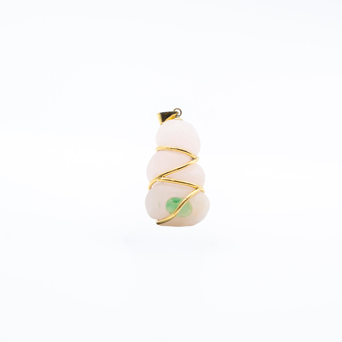 Helena Palmeira, Rose Quartz and Emerald Pendant
