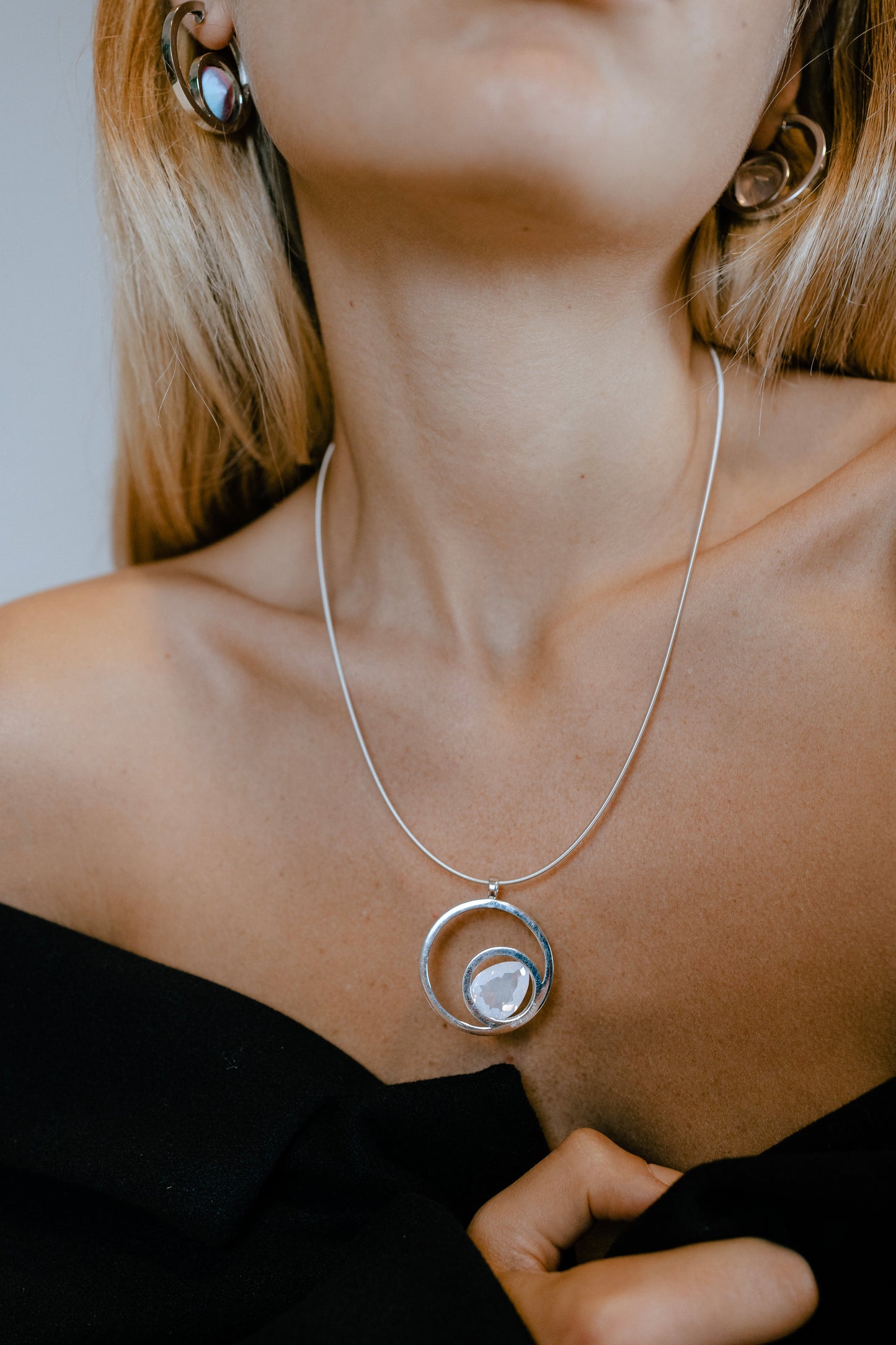 Matilde Mozzanega, Fixed Gem Pendant Silver & Pink Quartz